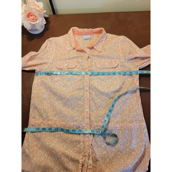 Columbia Pink Camp Henry II Floral Button Down Shirt Roll Tab Women's Medium - Picture 6 of 9